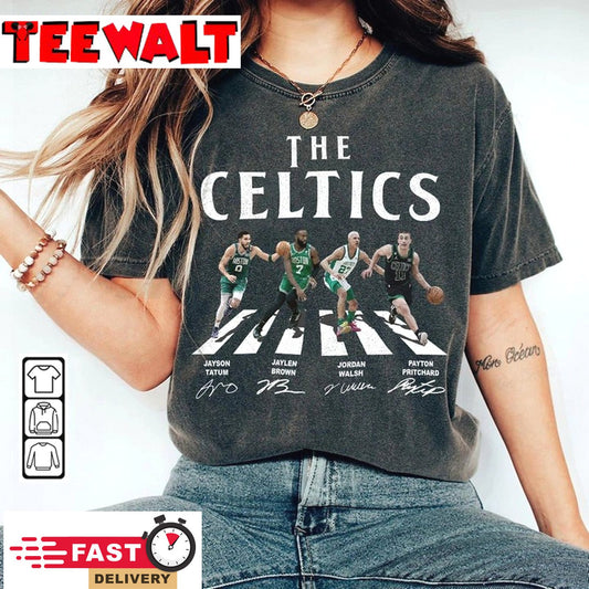 Celtics Walking Abbey Road Signatures Basketball Shirt