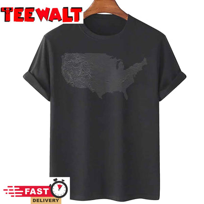 Contiguous USA Topographic Map Design T-Shirt