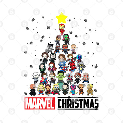 Marvel Studios Avengers Characters Chibi Tree Christmas T Shirt