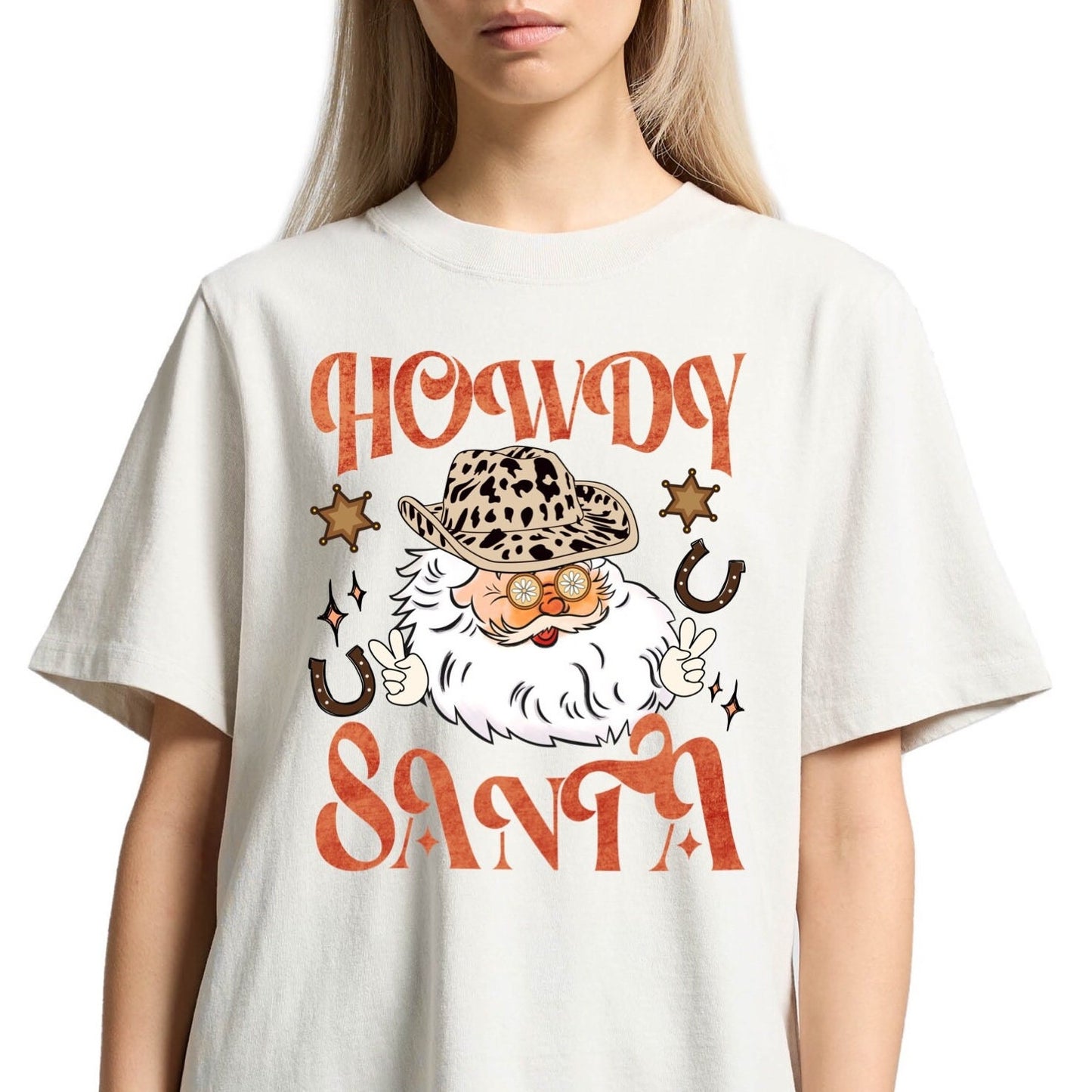 Western Howdy Santa Cowboy Rodeo Christmas Tee