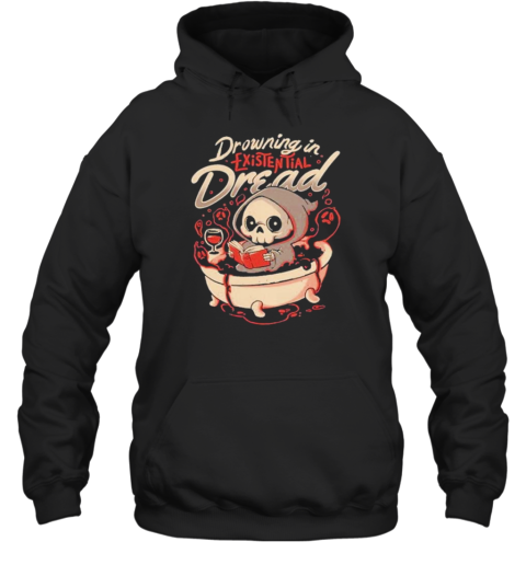 Drowning In Existential Dread Dark Evil Cute Sarcasm Death Grim Reaper Books T-Shirt