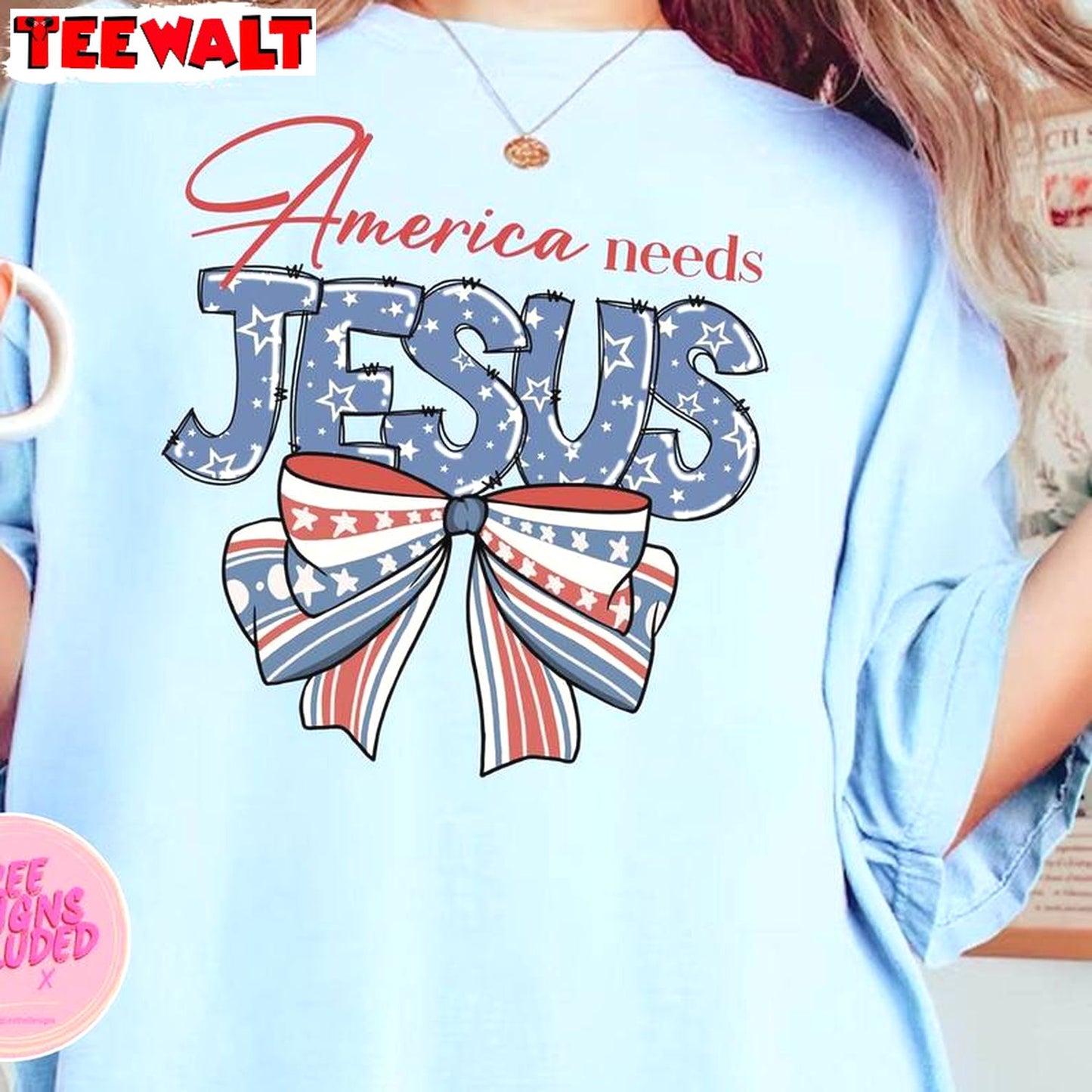 Coquette 4th Of July Sweatshirt , Comfort America Needs Jesus Shirt Long Sleeve