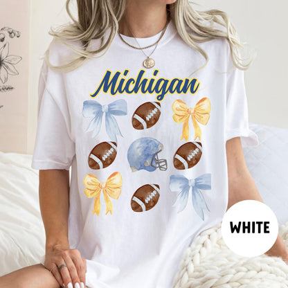 Michigan Football Shirt - Comfort Colors College Game Day Bow Tee