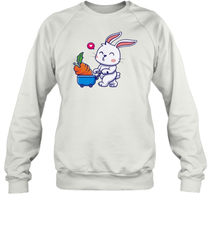 Cute Rabbit Bring Carrot With Trolley Cartoon T-Shirt