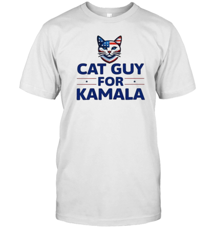 Cat Guy For Kamala Harris 2024 Childless Cat For Lady Voting For Harris Walz T-Shirt