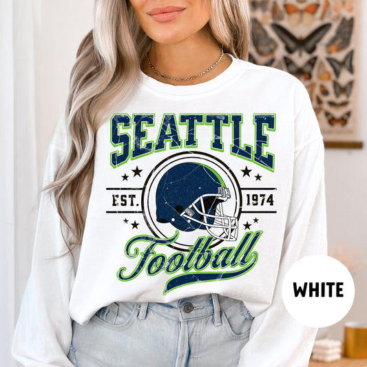 Seattle Football Sweatshirt, Retro Seahawks Crewneck, Vintage T-Shirt