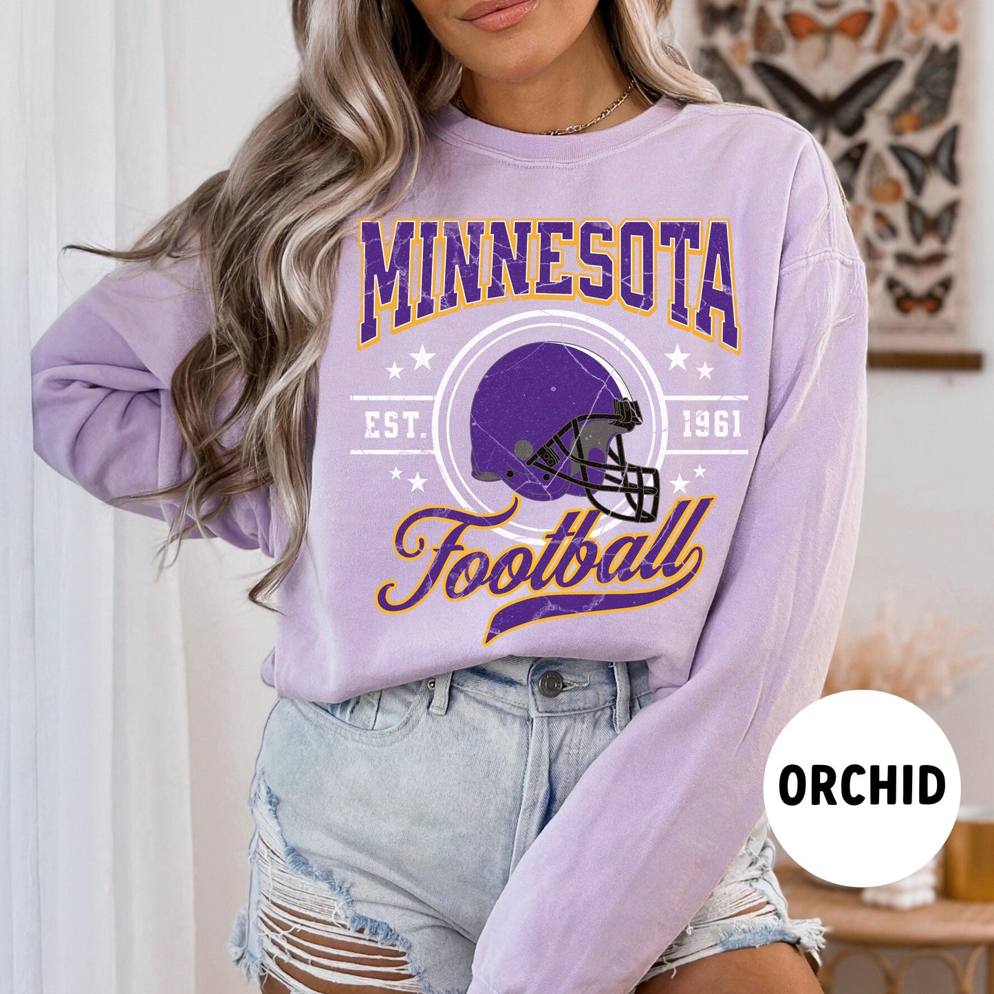 Minnesota Football Vintage Crewneck Sweatshirt - The Vikes Viking Fan