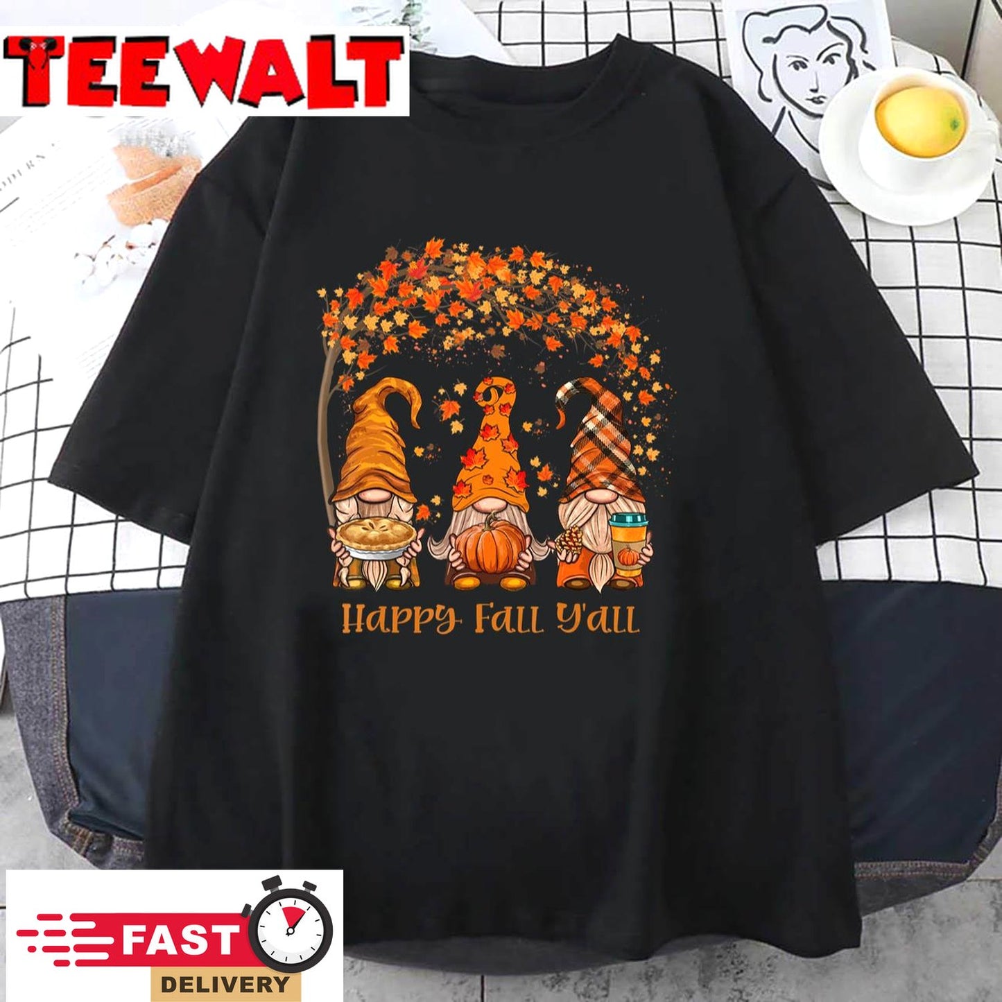 Happy Fall Y'all Gnome Autumn Gnomes Pumpkin Spice Season T-Shirt