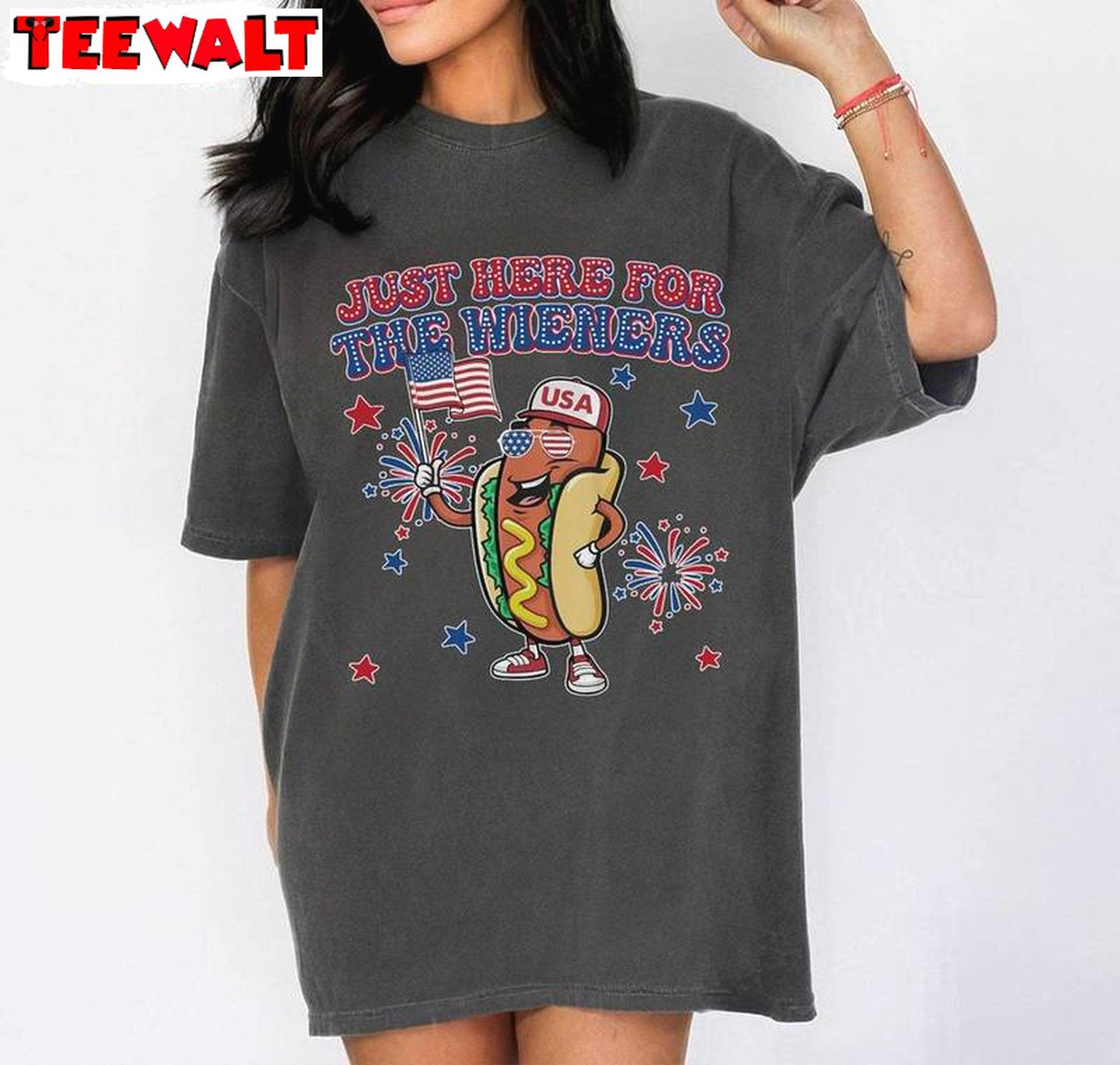 Independence Day Sweatshirt , Trendy Just Here For The Wieners