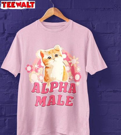 Alpha Male Limited Shirt, Creative Meme Cat Crewneck Long Sleeve