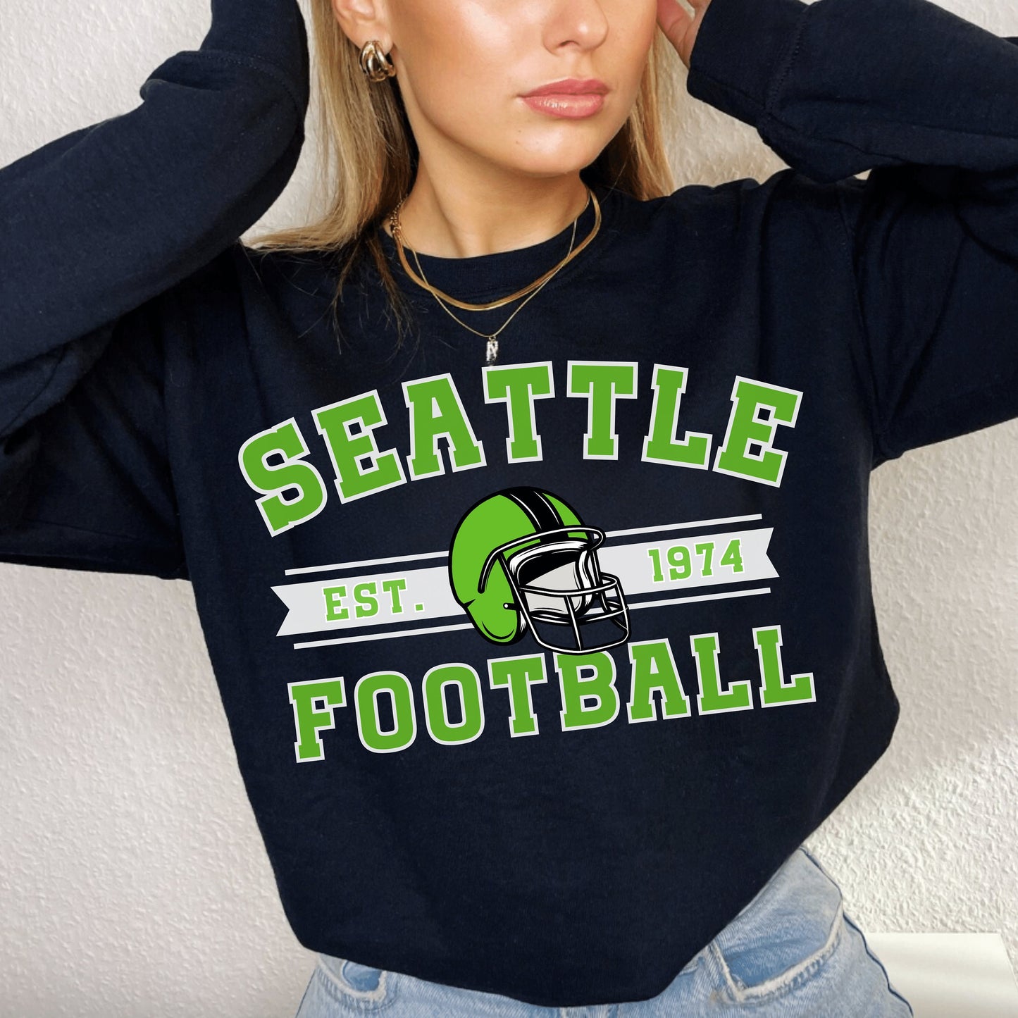 Vintage Seattle Football Crewneck Sweatshirt - Seahawks Retro T-Shirt