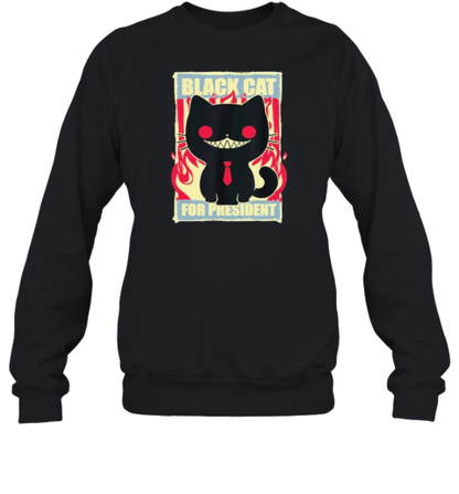 Black Cat For President Creepy Smile Election T-Shirt