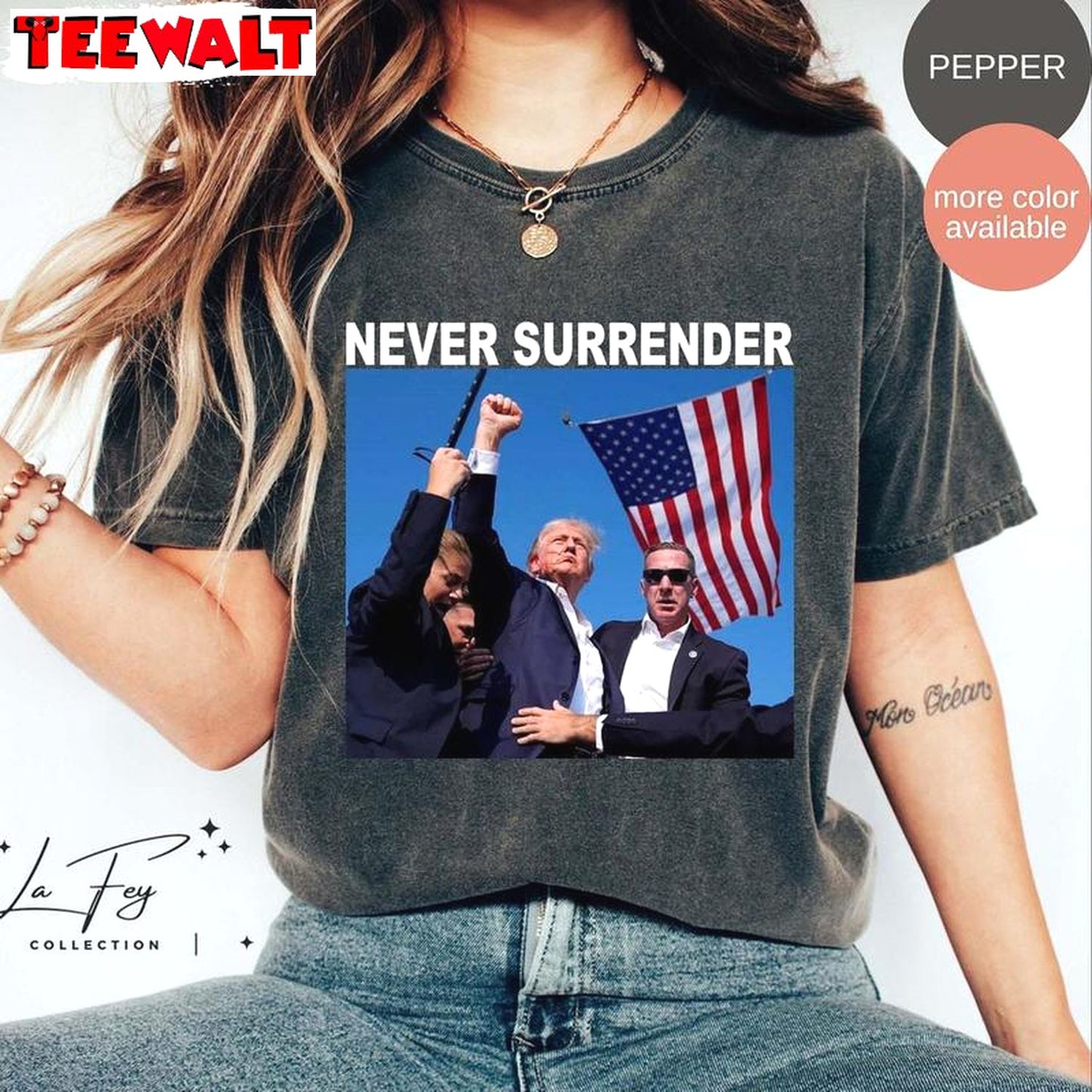 Groovy Never Surrender Shirt, Must Have Fight Trump Short Sleeve Long Sleeve