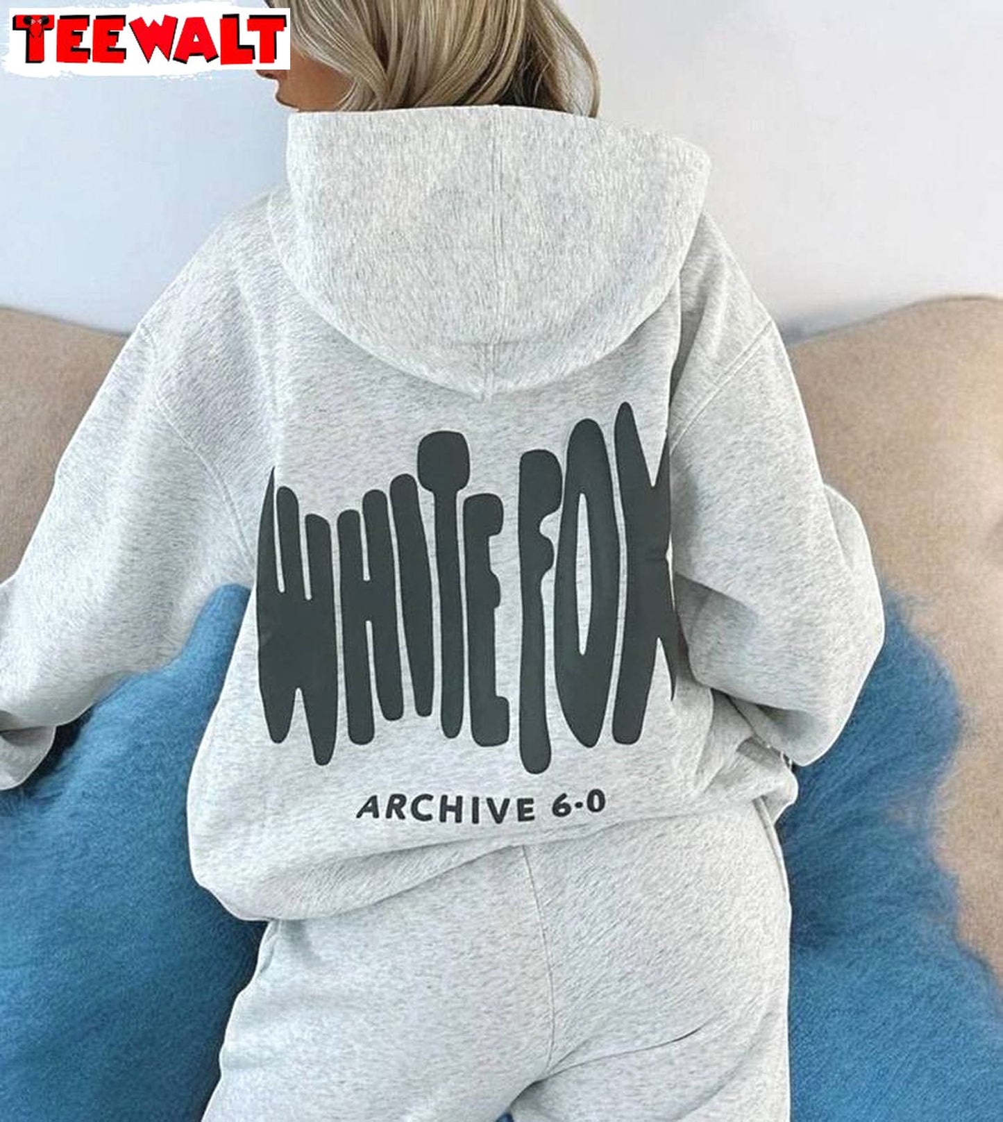 Cute Archive Whitefox Hoodie, Bubbly Puffy Long Sleeve Crewneck