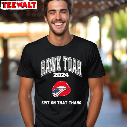 Awesome Hawk Tuah Spit On That Hang Shirt, Comfort USA Flag Sweater Hoodie