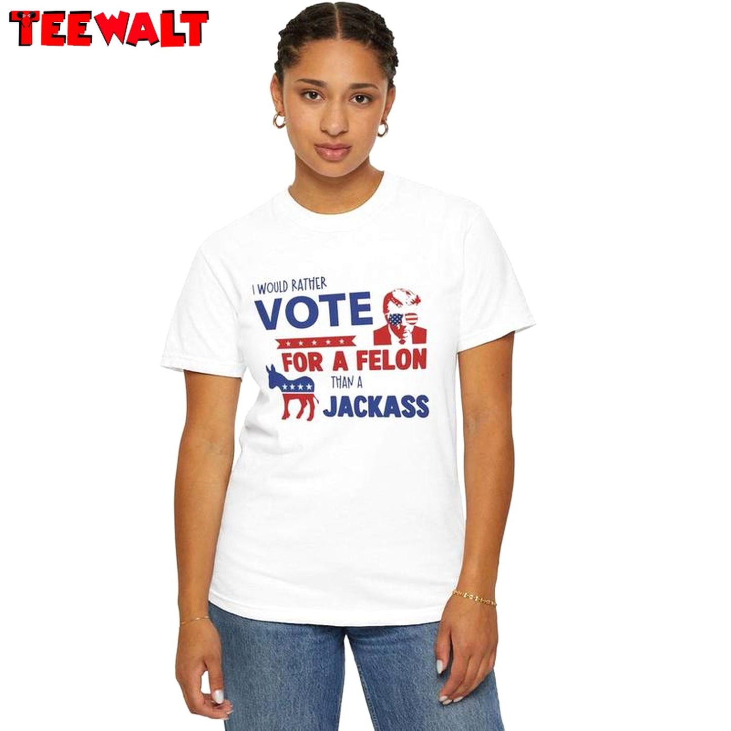 Comfort Colors I'd Rather Vote For A Melon Than A Jackass Shirt, Trendy Trump Crewneck Long Sleeve