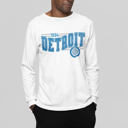 Detroit Football Retro Crewneck Long Sleeve Game Day T-Shirt