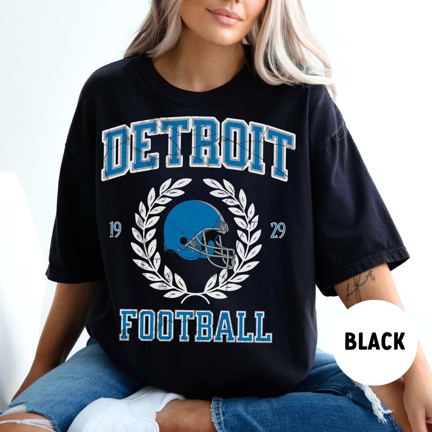 Detroit Football Retro Lion Shirt - Comfort Colors Gift For Jared Goff Fans