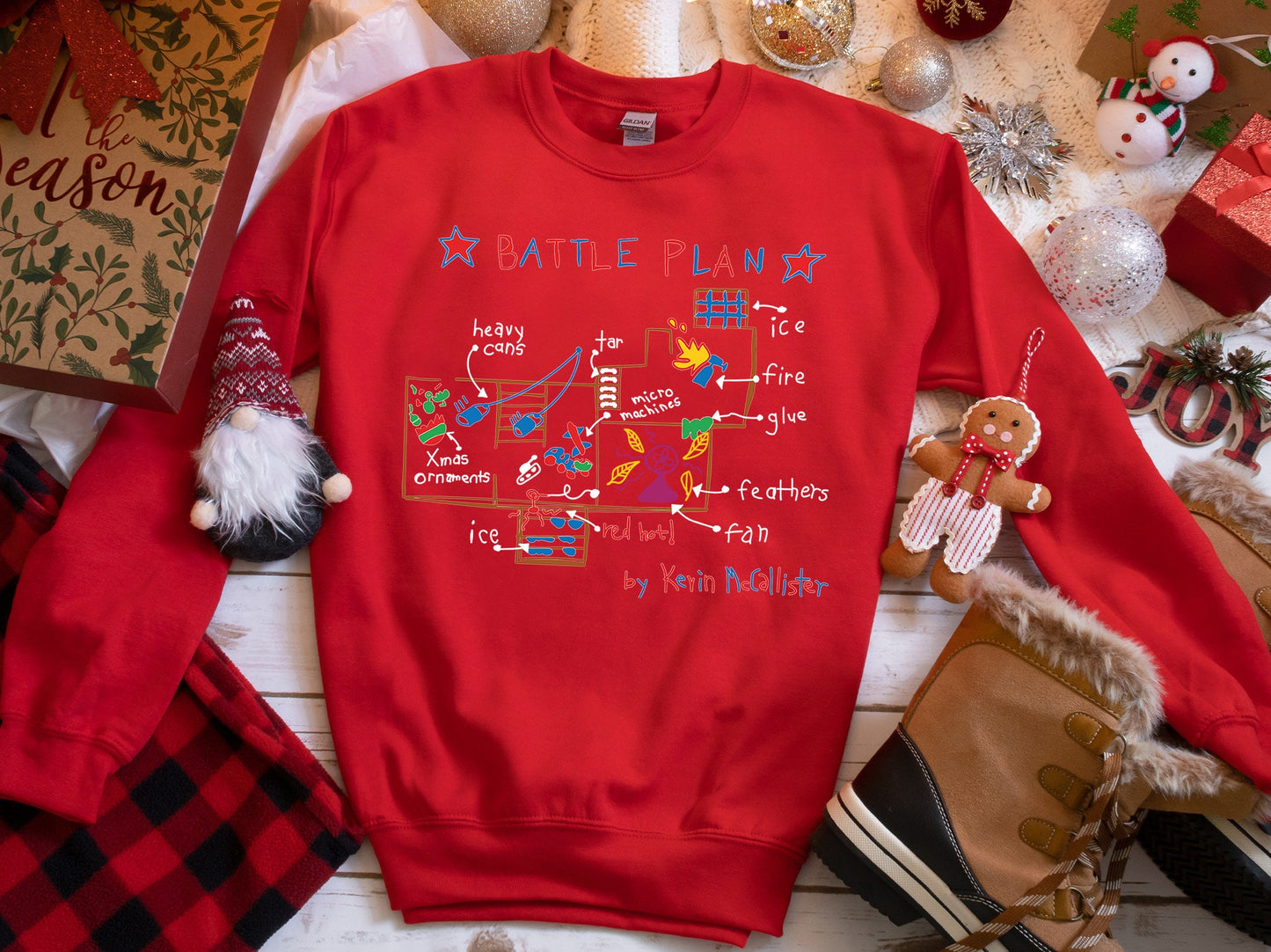 Battle Plan Christmas Tee For Kids, Kevin Home Alone Graphic