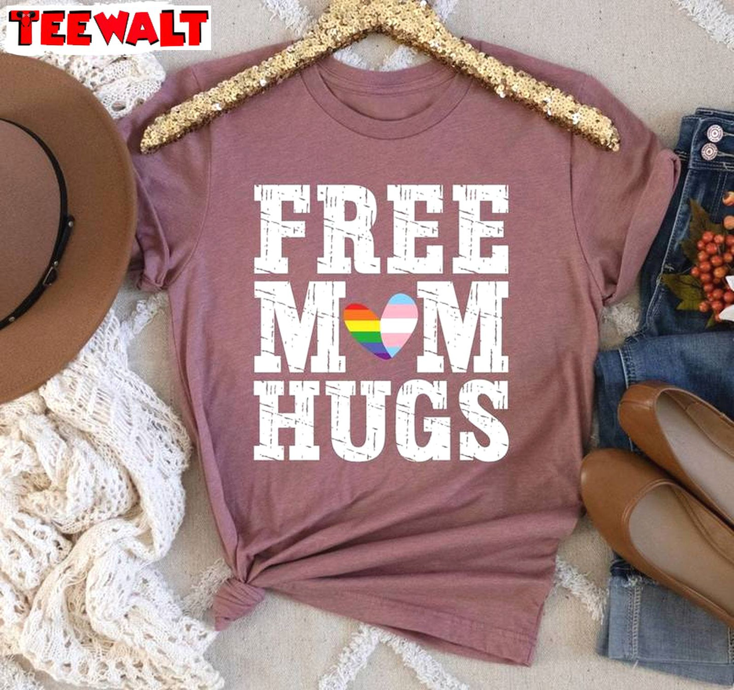 Free Mom Hugs Cool Design Shirt, Must Have Pride Group Crewneck Long Sleeve