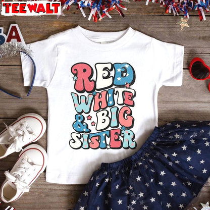 Unique 4th Of July Big Brother Sister T Shirt , Trendy July Fourth Crewneck Long Sleeve