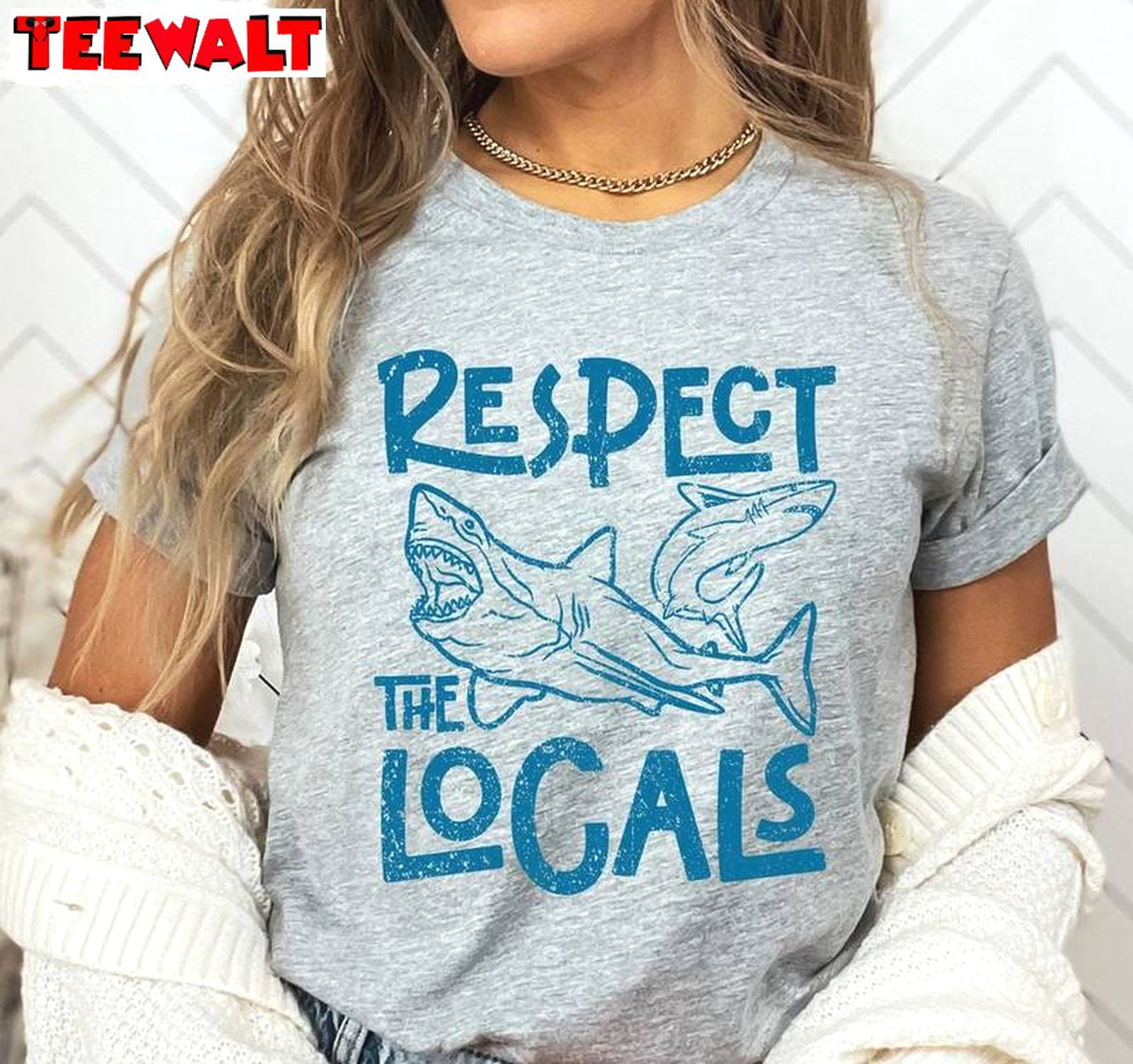 Comfort Respect The Locals Shirt, Limited Beach Shark Inspired Crewneck