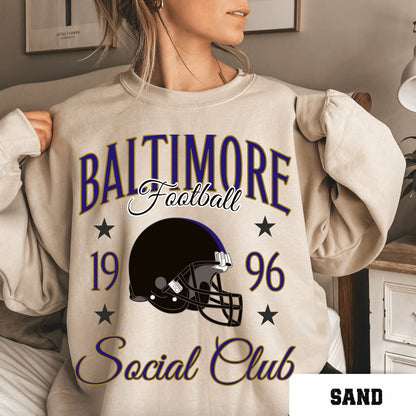 Baltimore Football Sweatshirt - Vintage Raven Crewneck Retro Style Gift