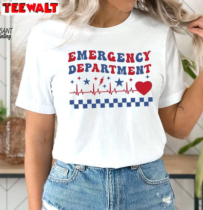 American Cool Design Unisex Hoodie, Groovy Emergency Department 4th Of July