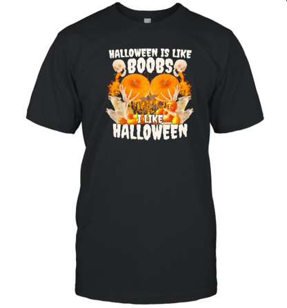 Halloween Is Like Boobs I Like Halloween Retro T-Shirt