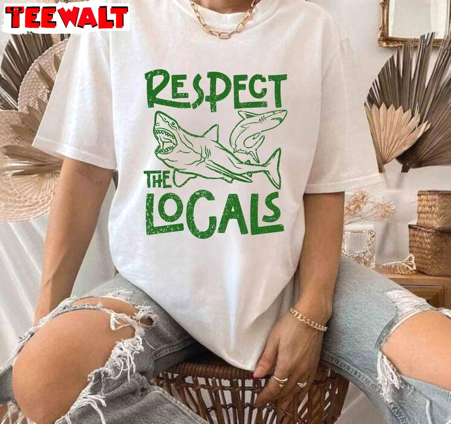 Comfort Respect The Locals Shirt, Limited Beach Shark Inspired Crewneck