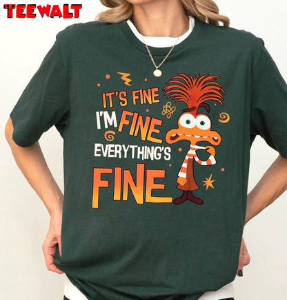 Inside Out 2 New Rare Shirt, Everything Is Fine Anxiety Inside Out Crewneck Long Sleeve