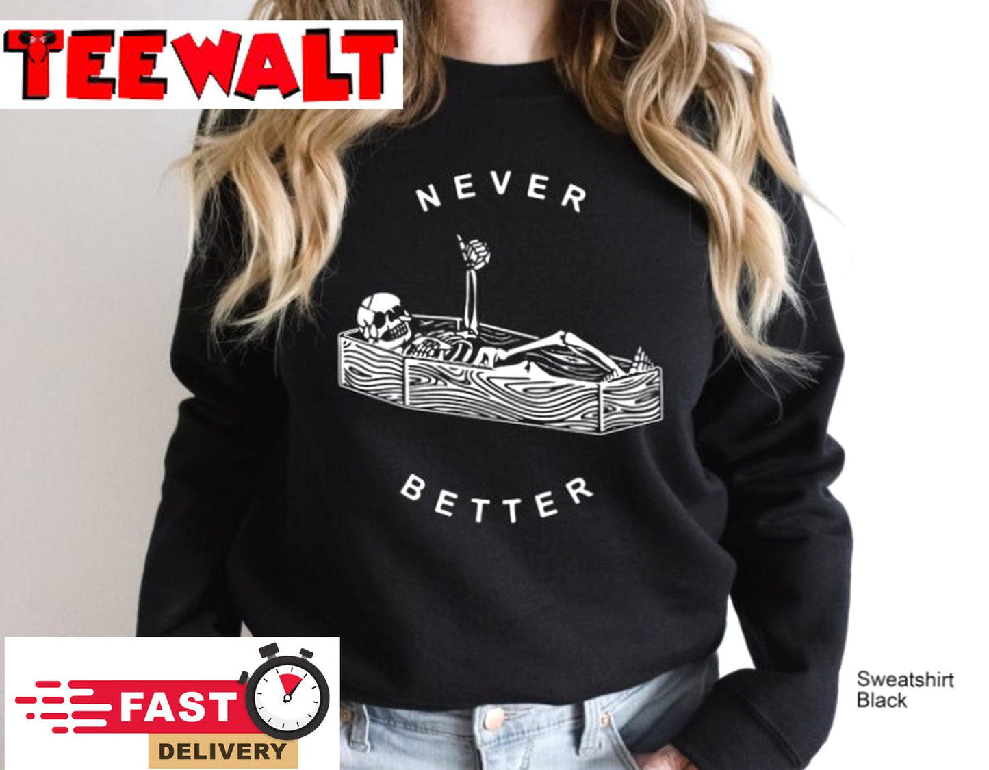 Never Better Skeleton Skull Spooky Season Halloween Party T Shirt