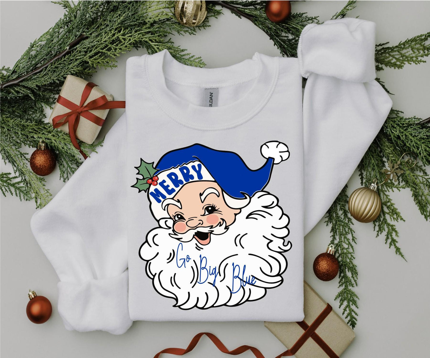 Santa'S Merry Christmas Go Big Blue Kentucky Wildcats Shirt