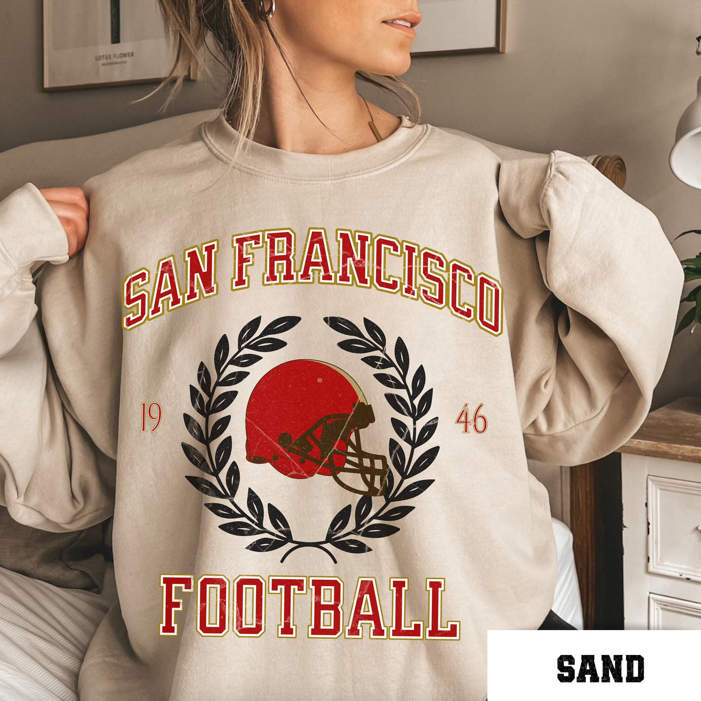 San Francisco Football Sweatshirt - Vintage Niner Crewneck T-Shirt Style