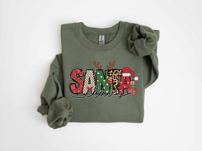 Retro Santa Sweatshirt Classic Xmas Sweater Women