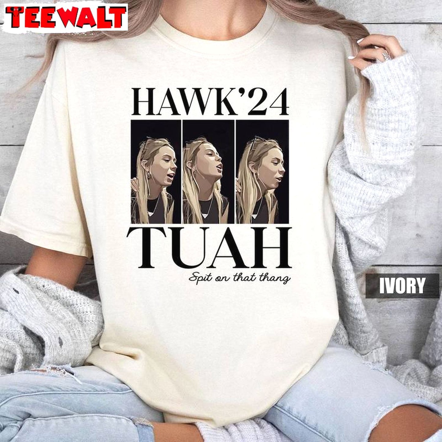 Comfort Color Hawk Tuah Spit On That Hang Shirt, Hawk Tuah 24 Unisex Hoodie Long Sleeve