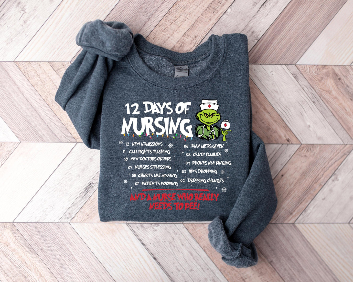 Funny Christmas Nurse Sweatshirt Merry Grinchmas Nursing