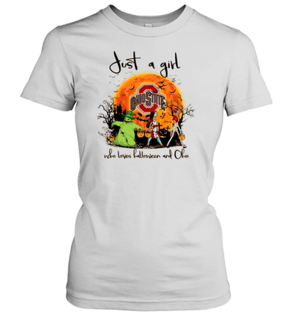 Just A Girl Who Love Halloween And Ohio State Buckeyes Football T-Shirt