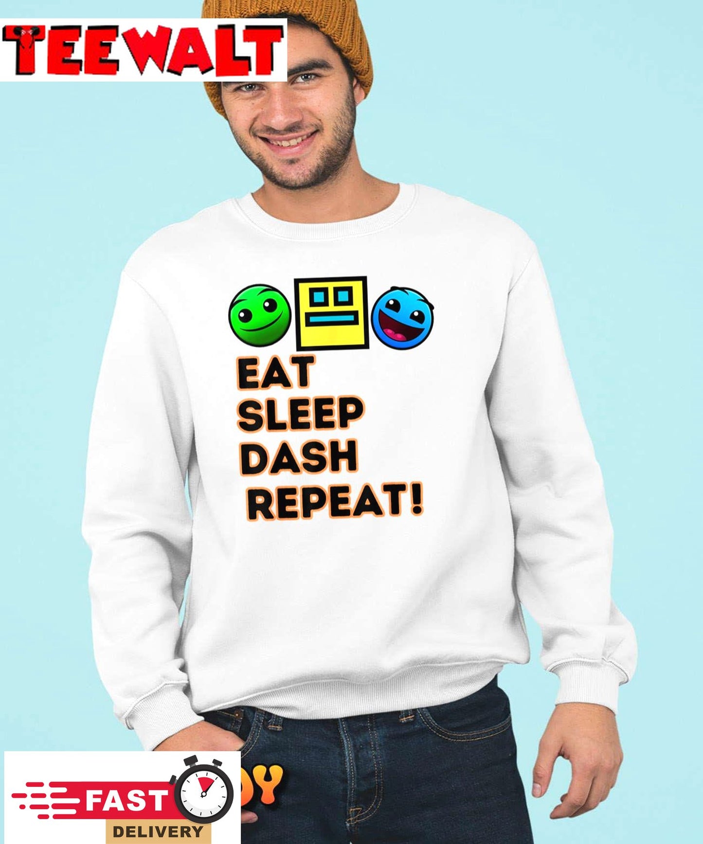 Eat Sleep Dash Repeat Video Game Geometry Video Gamer T-Shirt