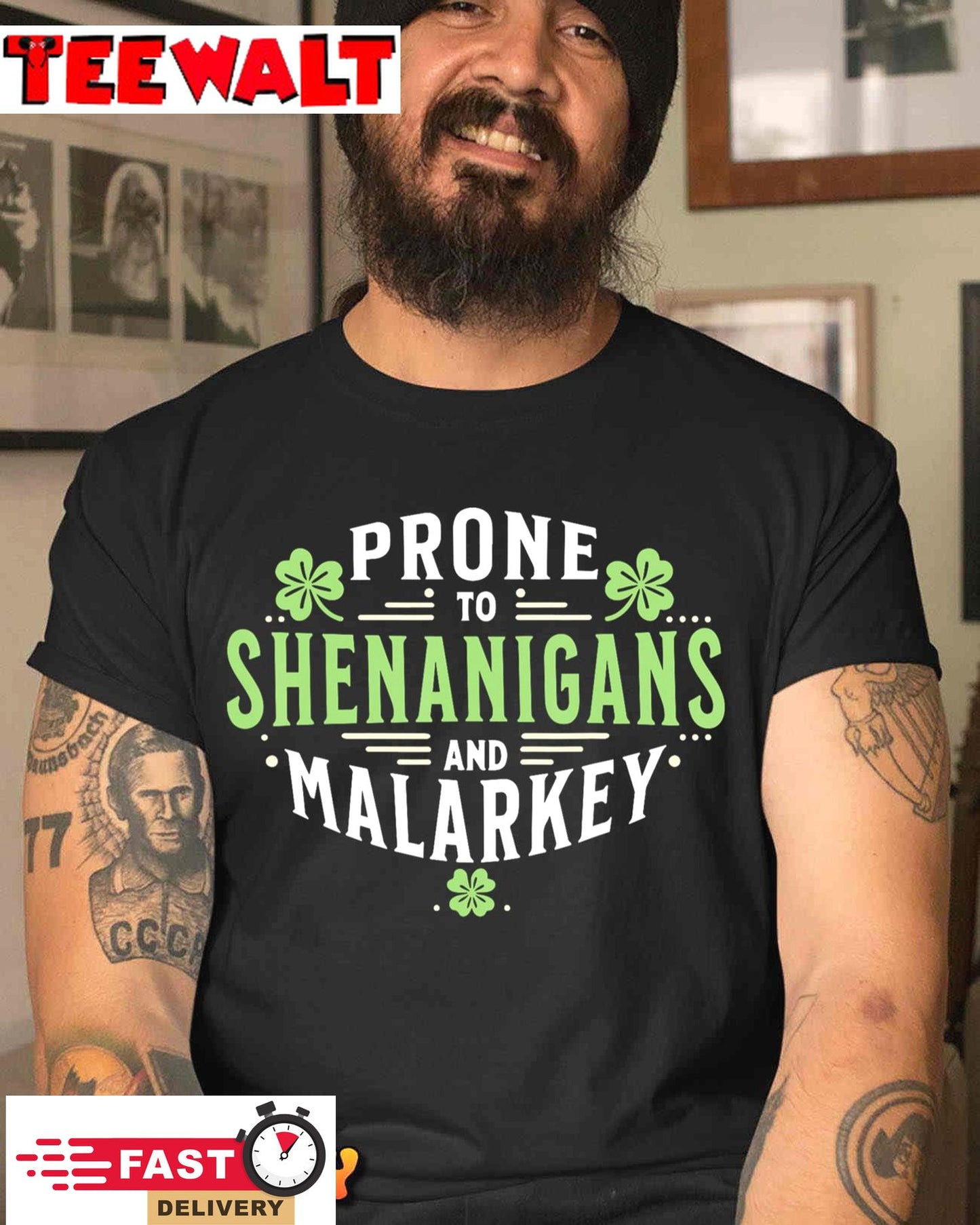 Prone To Shenanigans &amp Malarkey Fun Clovers St Patrick's Day T-Shirt