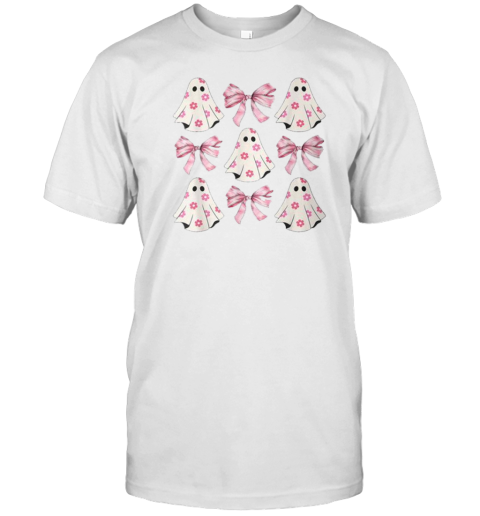 Halloween Coquette Pink Bow Ghost T-Shirt