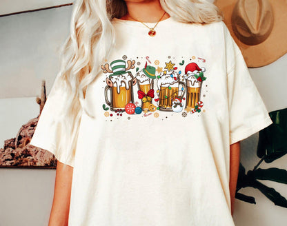 Merry Christmas Beers Comfort Colors Tee