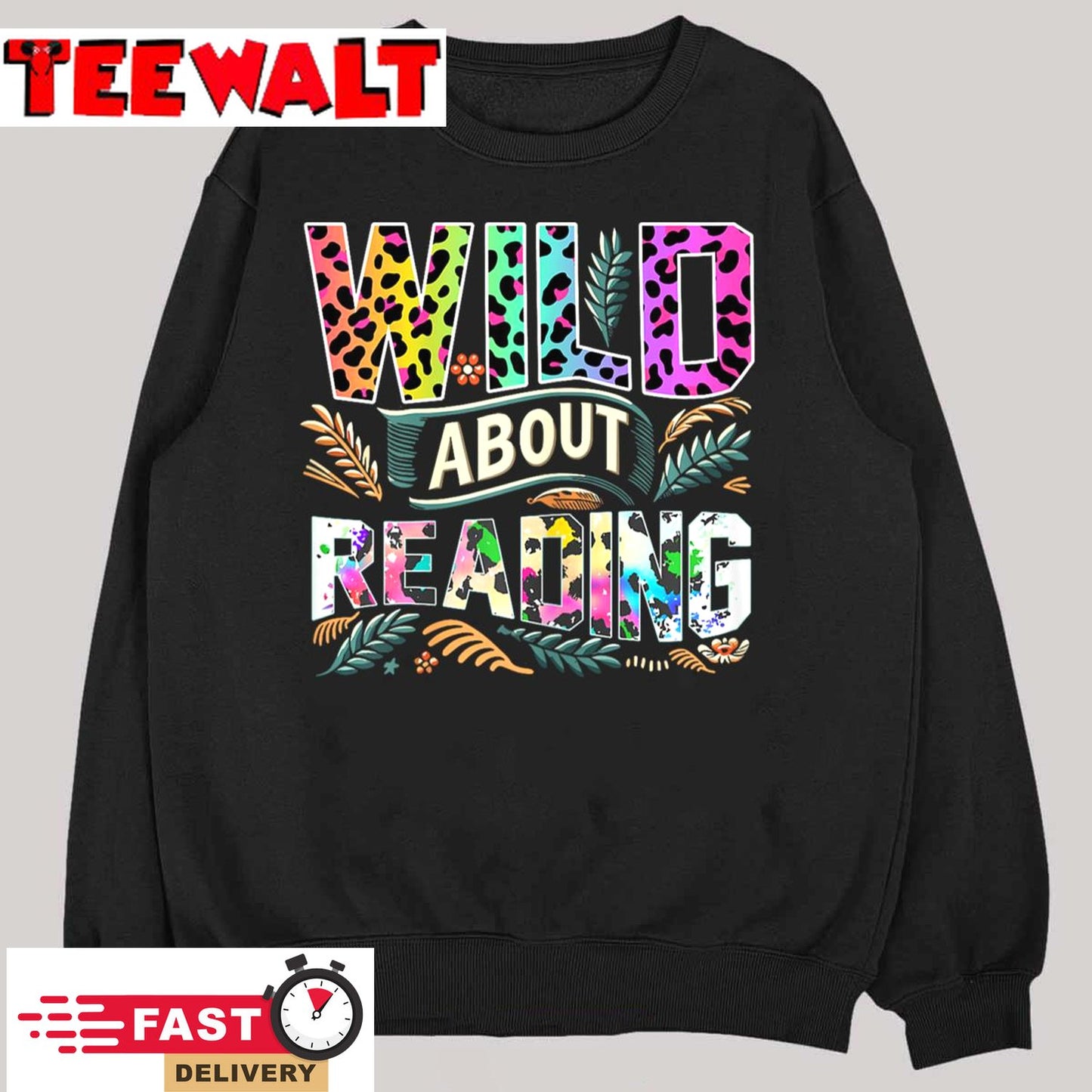 Wild About Reading Books Library Day Bookworm Leoparard T-Shirt