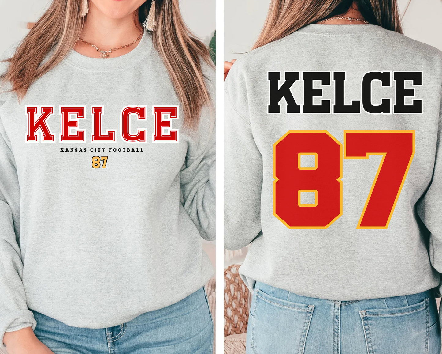 Travis Kelce Football Crewneck Sweatshirt - Kansas City Fan Gift Shirt