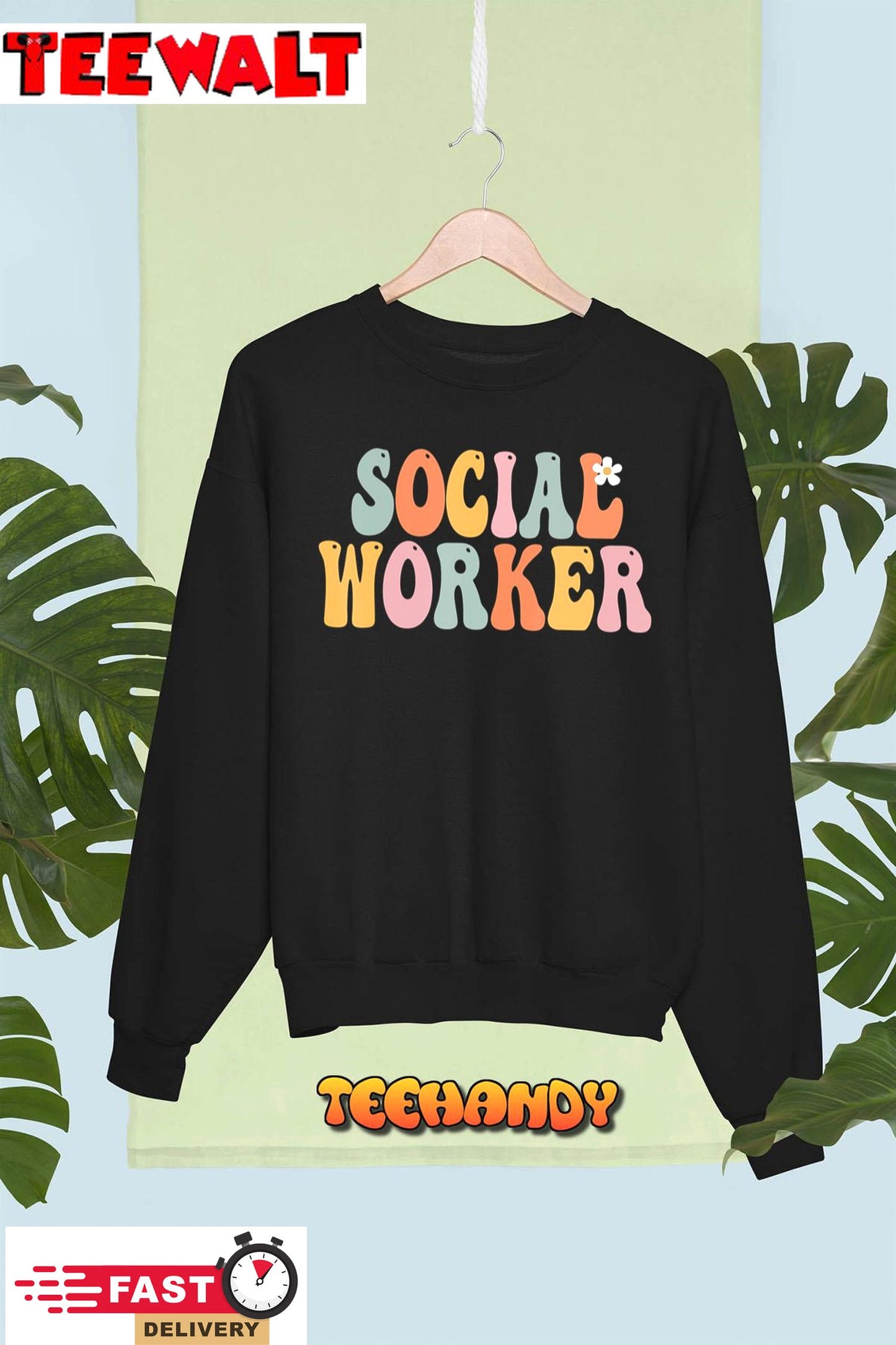 Social Worker Retro Groovy Vintage Happy First Day Of School T-Shirt