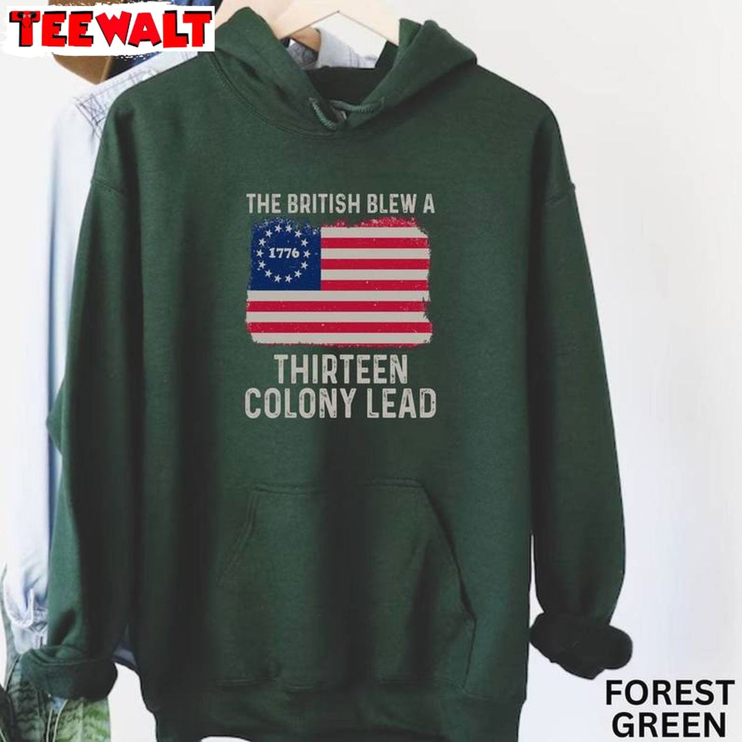 Limited American Flag T Shirt , Must Have British Blew 13 Colony Lead Shirt Sweater