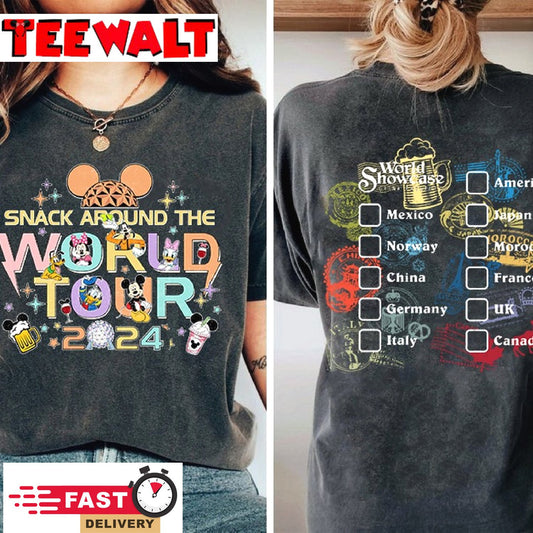 Snack Around The World Shirt, Mickey and Friends World Tour 2024 Shirt