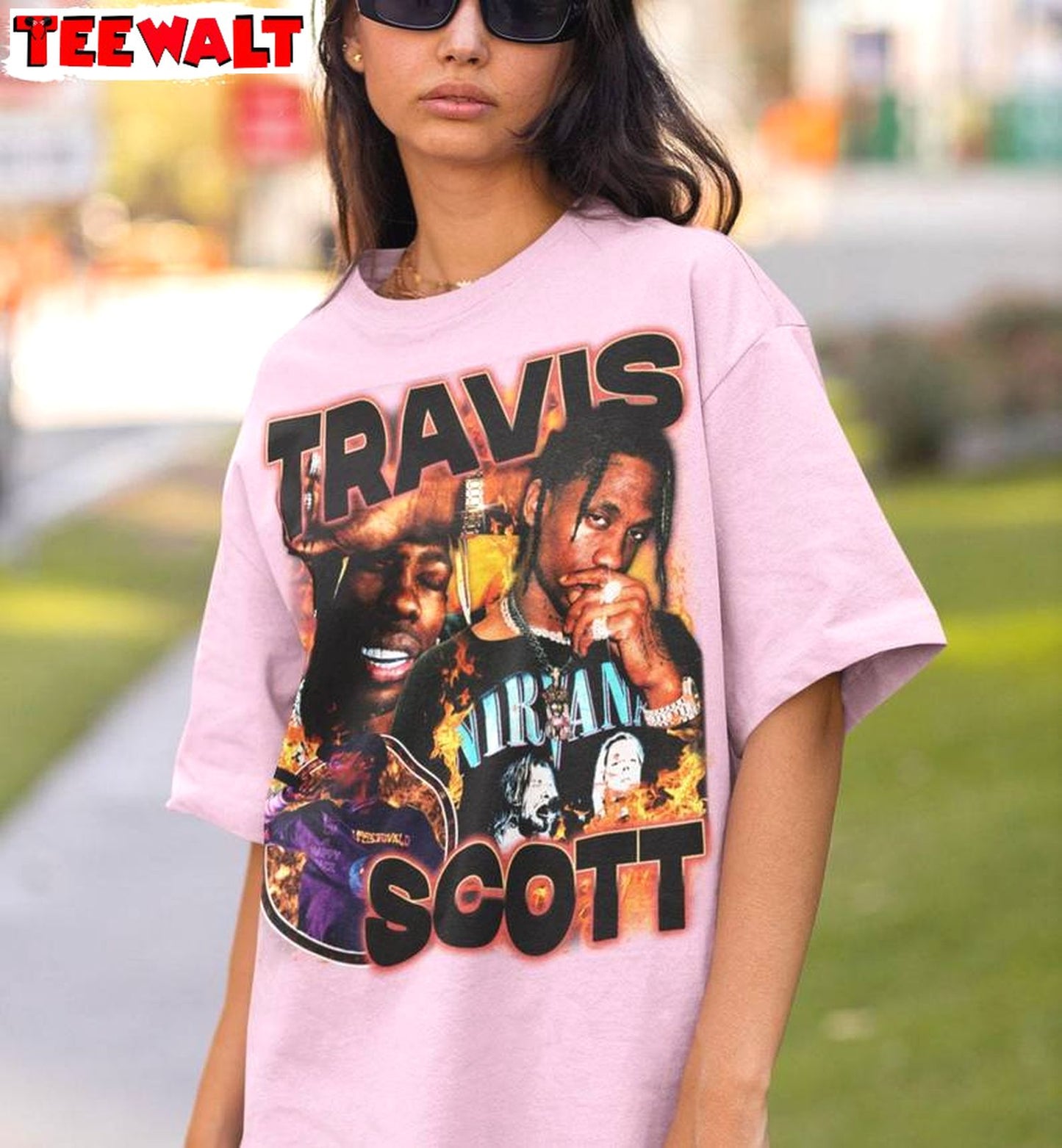 Funny Travis Scott Shirt, Retro Travis Scott La Flame Unisex Hoodie Short Sleeve