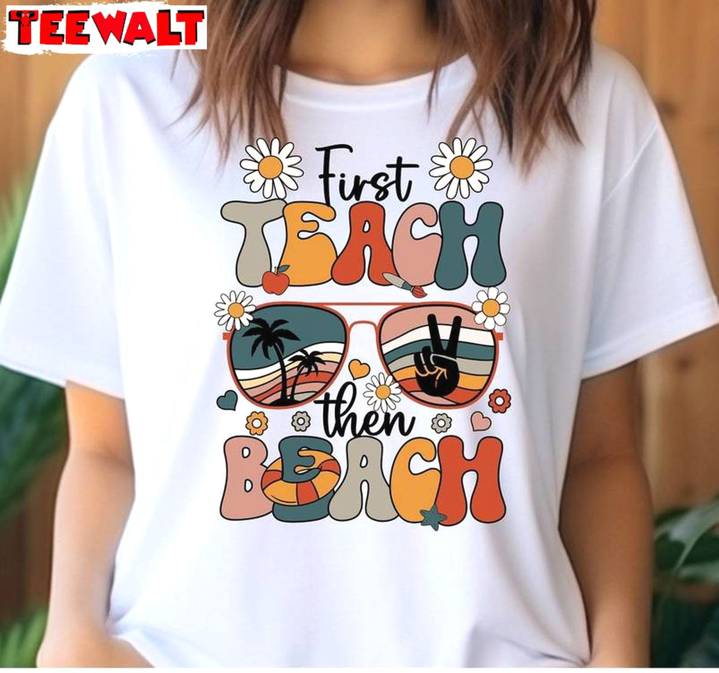 Limited First Teach The Beach Shirt, Trendy Last Day Of School Long Sleeve Sweater