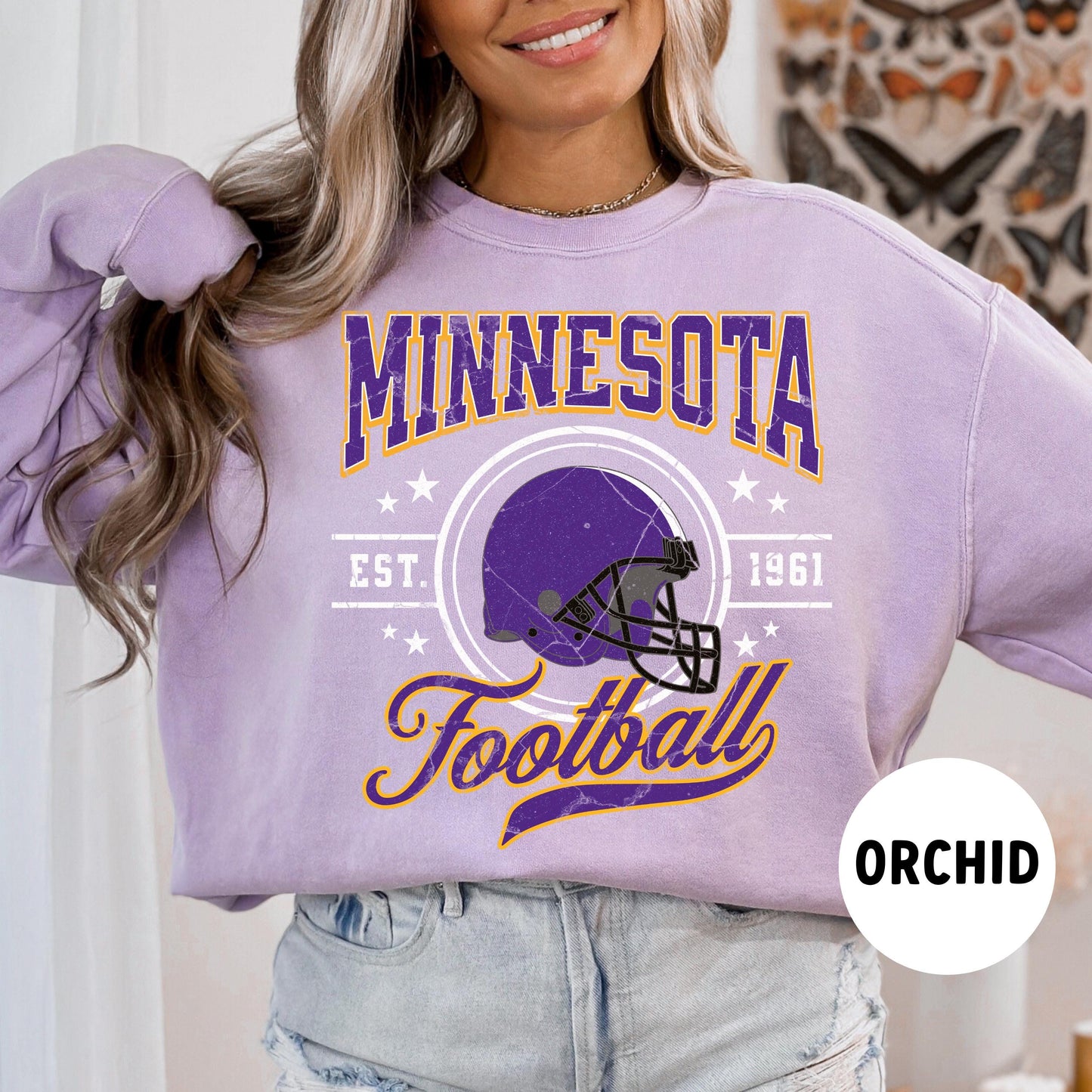 Minnesota Football Vintage Crewneck Sweatshirt - The Vikes Viking Fan